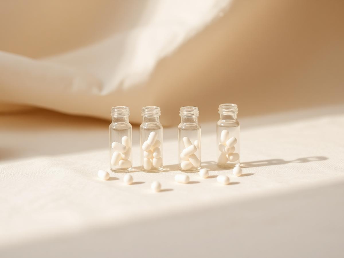 Kleine Glasfläschchen mit homöopathischen Globuli